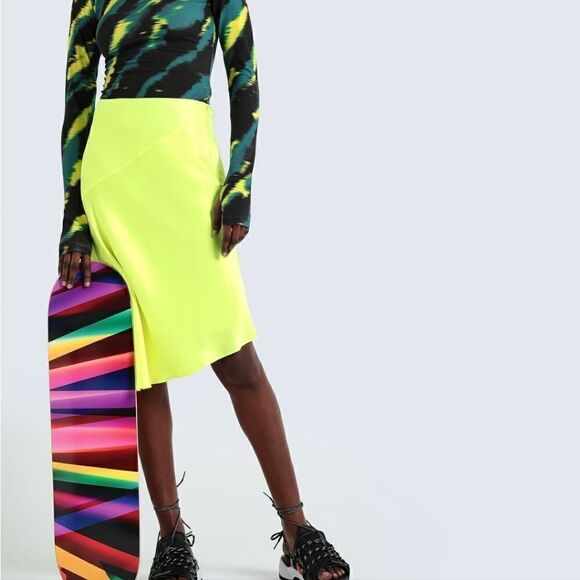 Helmut Lang Neon Yellow Midi Skirt 8 - Picture 4 of 4